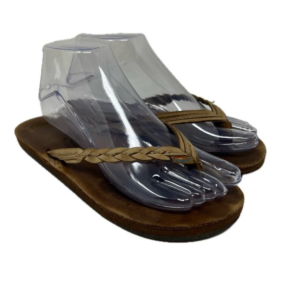 Rainbow Womens Real Leather Braided Thongs Flip Flops Sandals LM (6.5-7.5) - Picture 2 of 6